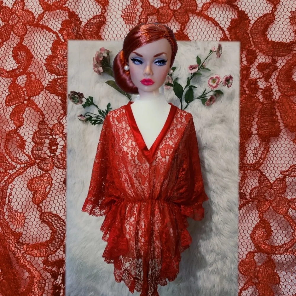VINTAGE- 1980s red lace negligee lingerie
